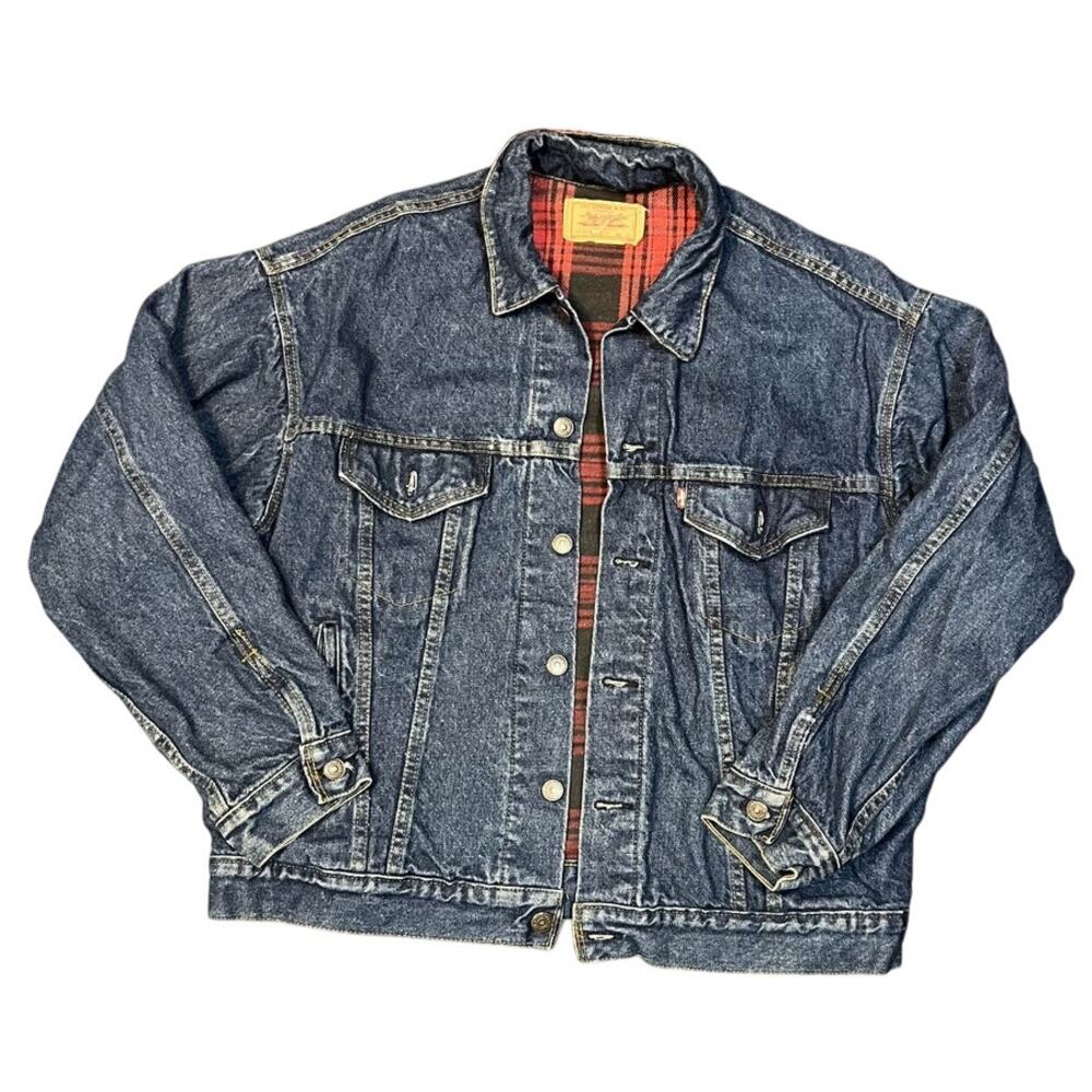 Vintage 90’s Levi’s Buffalo Plaid Flannel Lined Denim Jacket